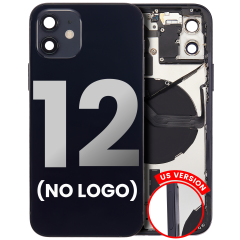 Back Housing W/ Small Components Pre-Installed Compatible For iPhone 12 (US Version) (No Logo) (Aftermarket Plus) (Black)