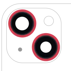 Back Camera Lens With Bracket  & Bezel Compatible For iPhone 13 / 13 Mini  ( 2 Piece) (Real Sapphire / Premium) (Red)